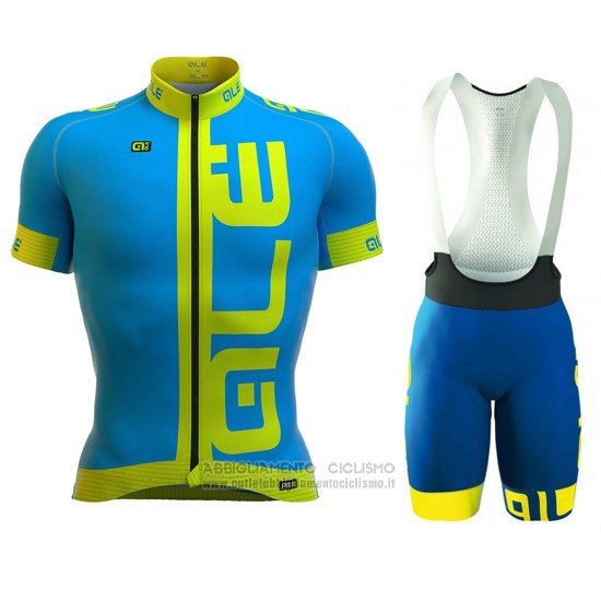 2016 Abbigliamento Ciclismo ALE Blu e Giallo Manica Corta e Salopette