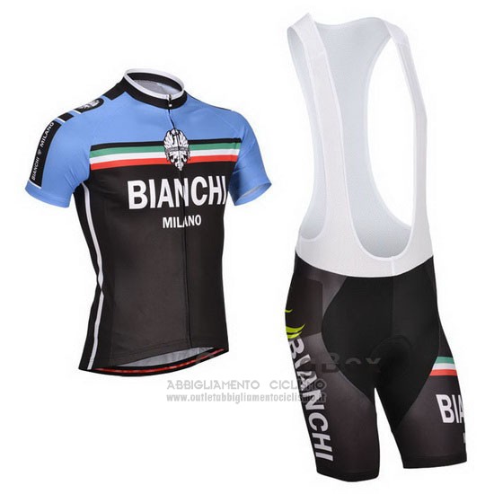 2014 Abbigliamento Ciclismo Bianchi Nero e Blu Manica Corta e Salopette
