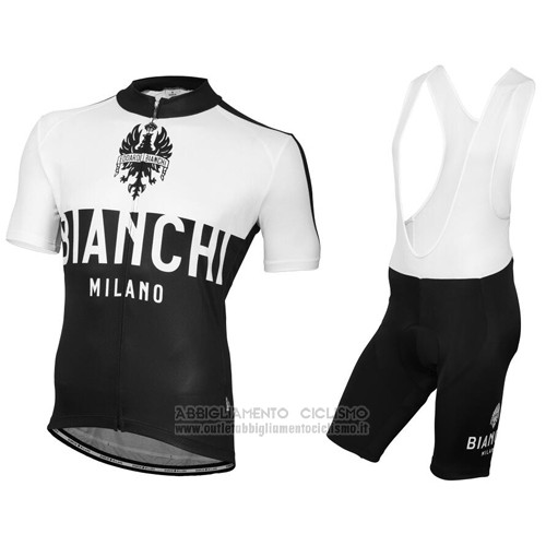 2016 Abbigliamento Ciclismo Bianchi Nero e Bianco Manica Corta e Salopette