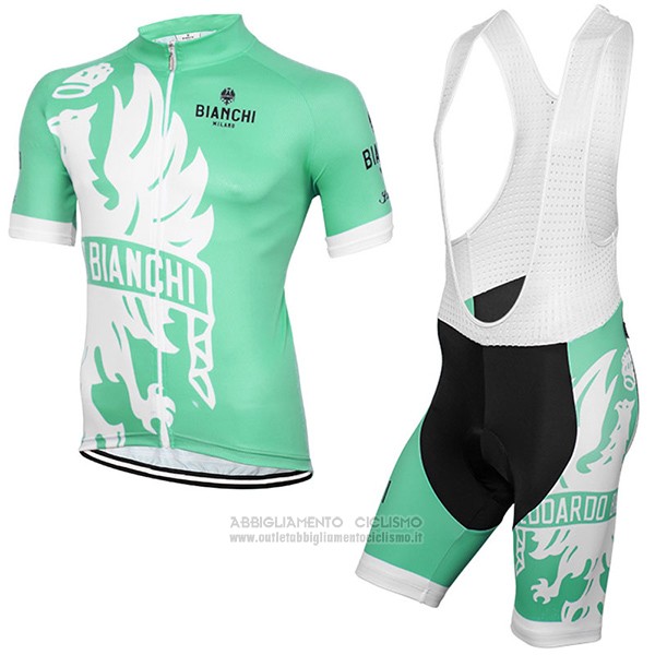 2016 Abbigliamento Ciclismo Bianchi Verde e Bianco Manica Corta e Salopette