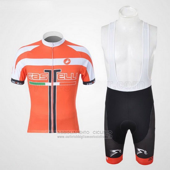 2011 Abbigliamento Ciclismo Castelli Bianco e Arancione Manica Corta e Salopette