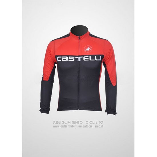 2011 Abbigliamento Ciclismo Castelli Nero Rosso Manica Lunga e Salopette