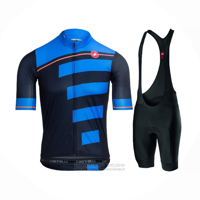 2021 Abbigliamento Ciclismo Castelli Blu Nero Manica Corta e Salopette
