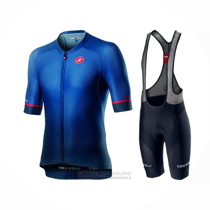 2021 Abbigliamento Ciclismo Castelli Scuro Nero Blu Manica Corta e Salopette
