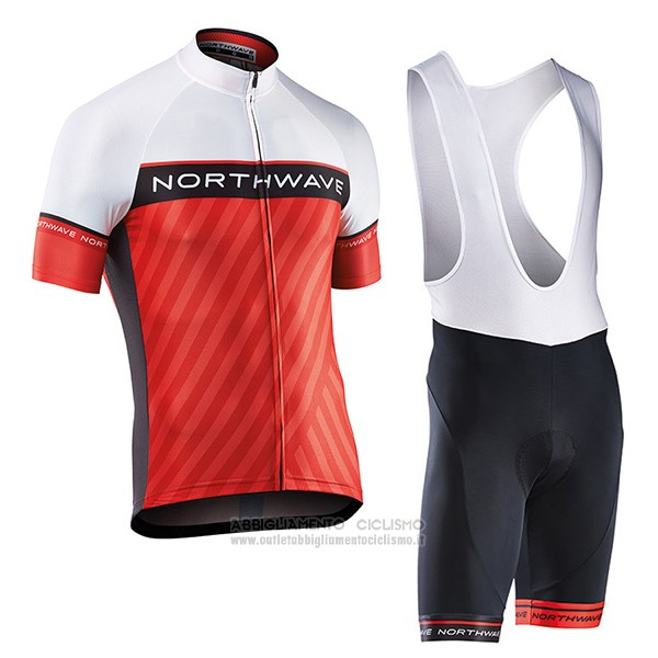 2017 Abbigliamento Ciclismo Northwave Rosso e Bianco Manica Corta e Salopette