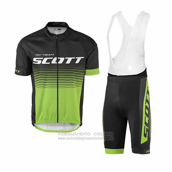 2017 Abbigliamento Ciclismo Scott Verde e Nero Manica Corta e Salopette