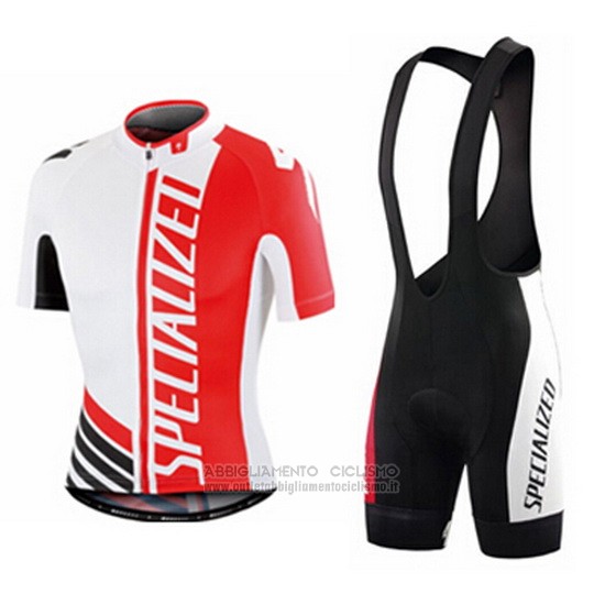 2015 Abbigliamento Ciclismo Specialized Rosso e Bianco Manica Corta e Salopette