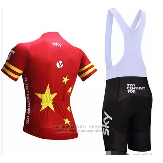 2018 Abbigliamento Ciclismo Cina Rosso Manica Corta e Salopette
