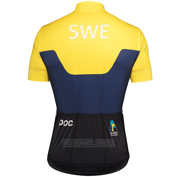 2017 Abbigliamento Ciclismo Svezia Giallo e Blu Manica Corta e Salopette