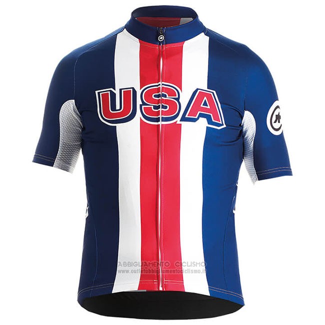 2018 Abbigliamento Ciclismo USA Blu Rosso Bianco Manica Corta e Salopette
