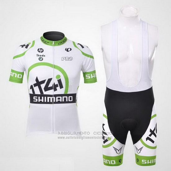 2012 Abbigliamento Ciclismo 1t4i Bianco e Verde Manica Corta e Salopette