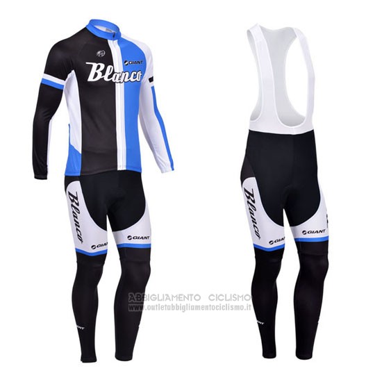 2013 Abbigliamento Ciclismo Blanco Nero e Blu Manica Lunga e Salopette