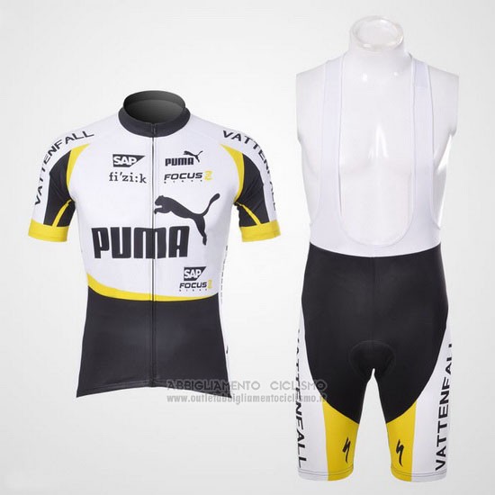 2013 Abbigliamento Ciclismo Puma Nero e Bianco Manica Corta e Salopette