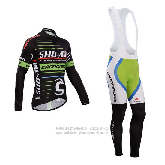 2014 Abbigliamento Ciclismo Sho Air Cannondale Nero Manica Lunga e Salopette