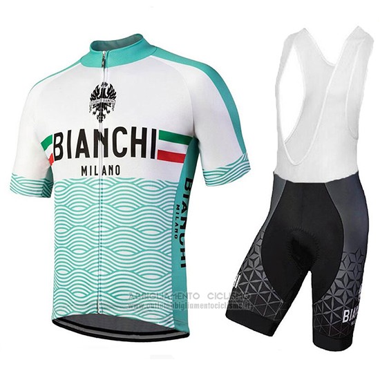 2018 Abbigliamento Ciclismo Bianchi Attone Bianco e Verde Manica Corta e Salopette